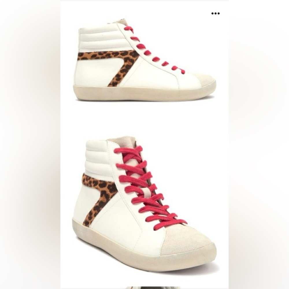 Steve Madden Bumping women’s leather and suede leopard print shoe. Size 6